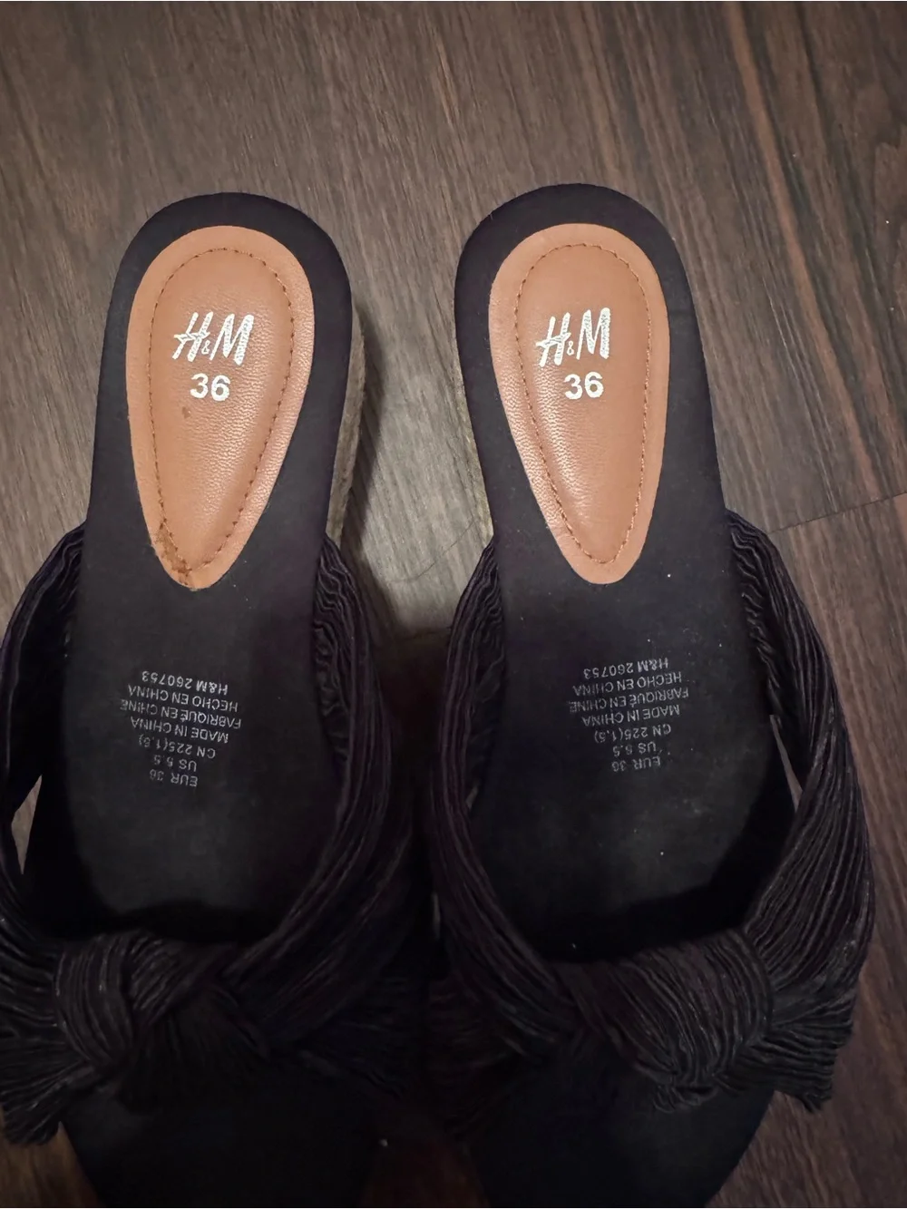 H&M Black Twisted Espadrille Platform Slide